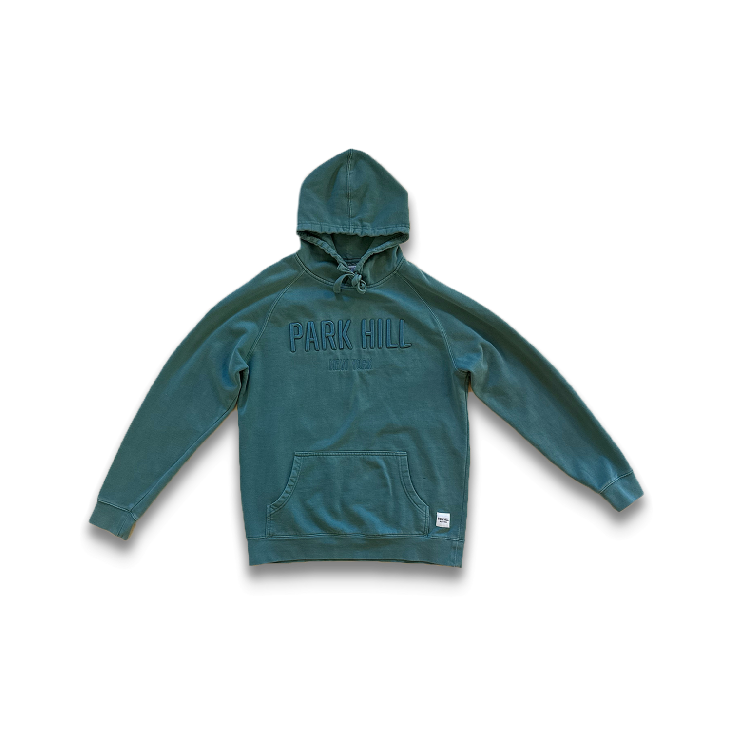 3D Puff Embroidery  - Green Faded Hoodie