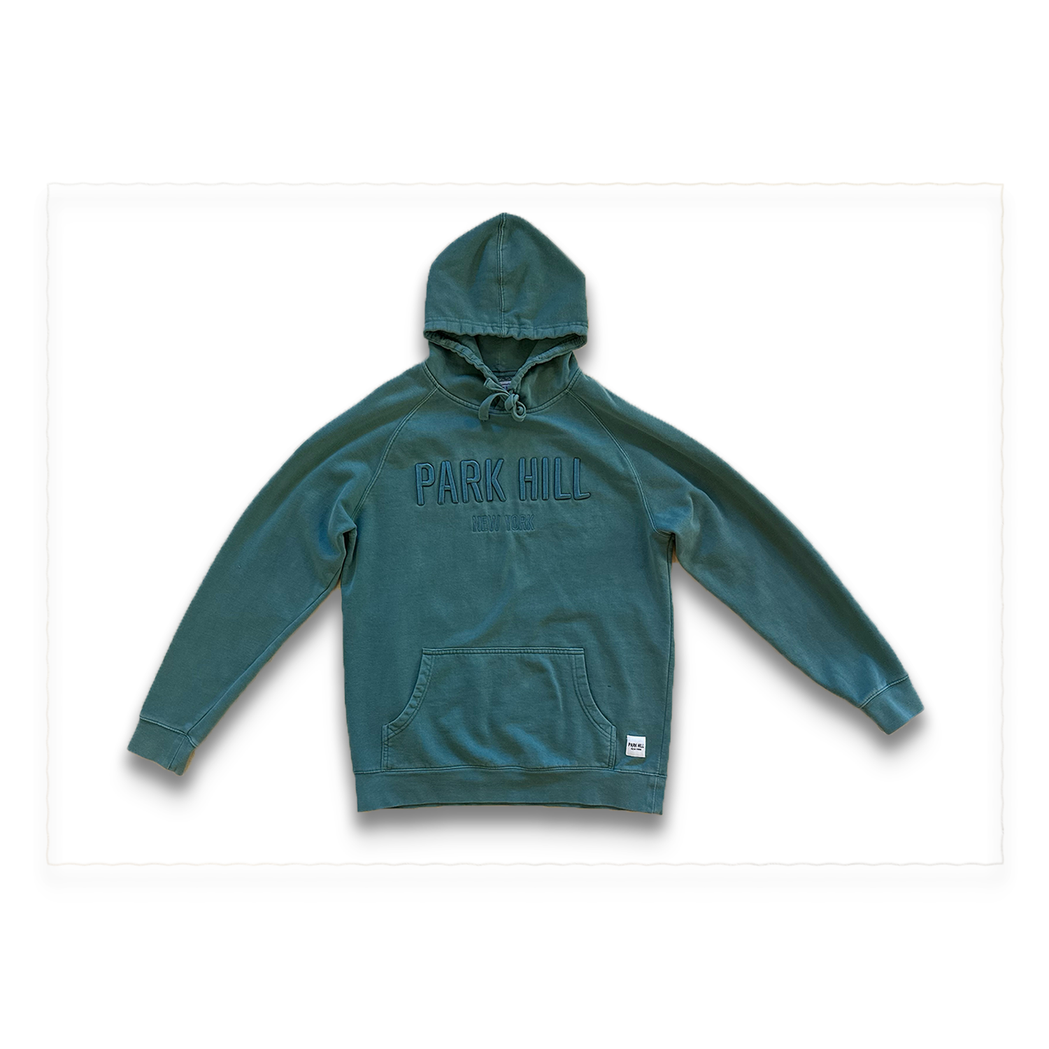 3D Puff Embroidery  - Green Faded Hoodie