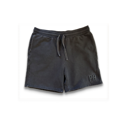 3D Puff Embroidery - Black Faded Sweat Shorts