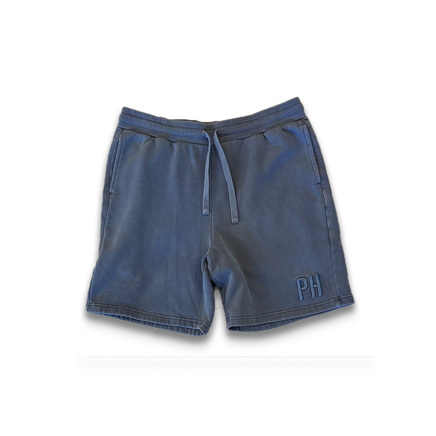 3D Puff Embroidery - Blue Faded Sweat Shorts
