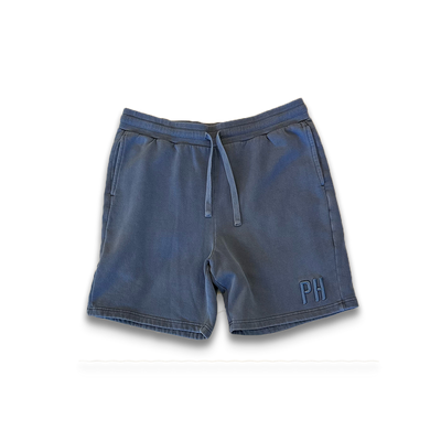 3D Puff Embroidery - Blue Faded Sweat Shorts