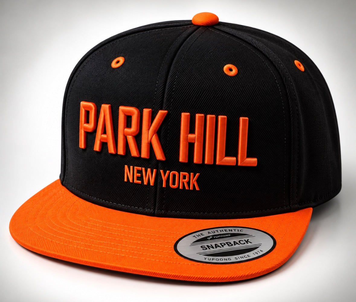 PH Classic Black Snapback with Florescent Orange Bill and Orange Embroidery