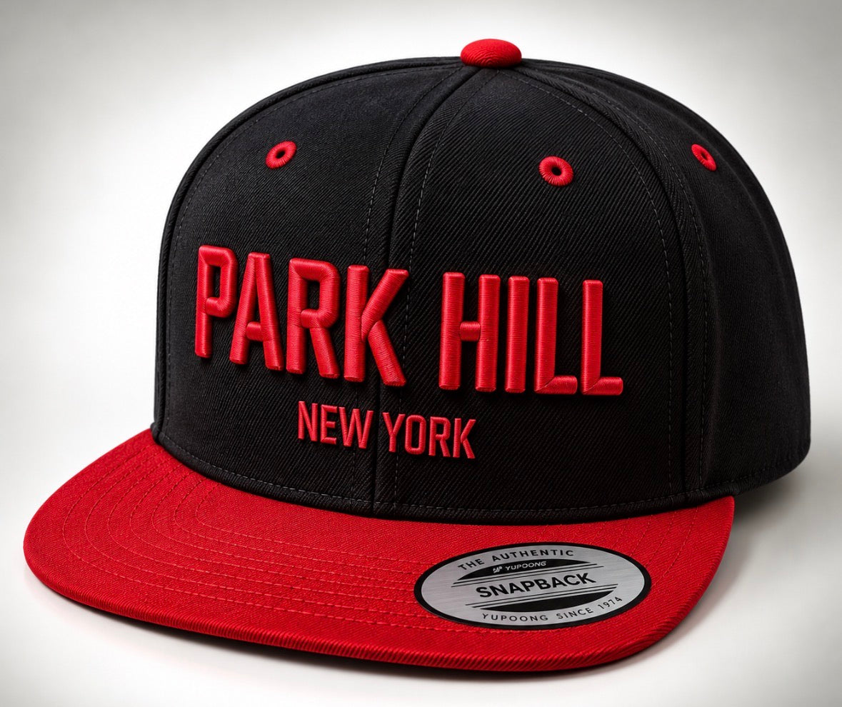 PH Classic Black Snapback with Red Bill and Black Embroidery