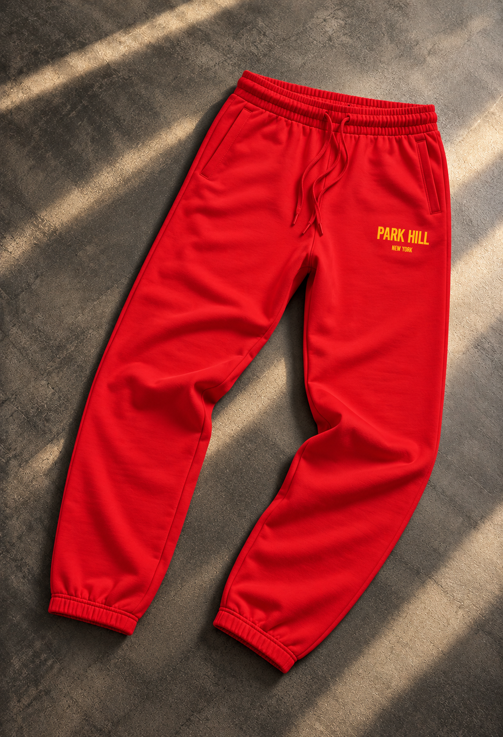 CLASSIC JOGGERS- RED W/ GOLD PRINT