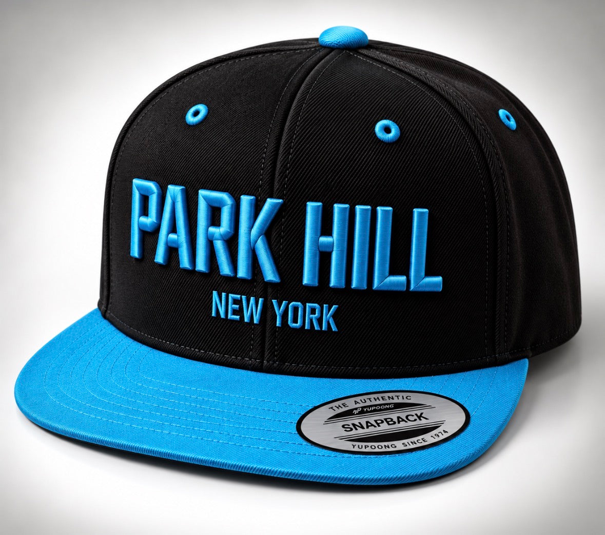 PH Classic Black Snapback with Teal Bill and Teal Embroidery