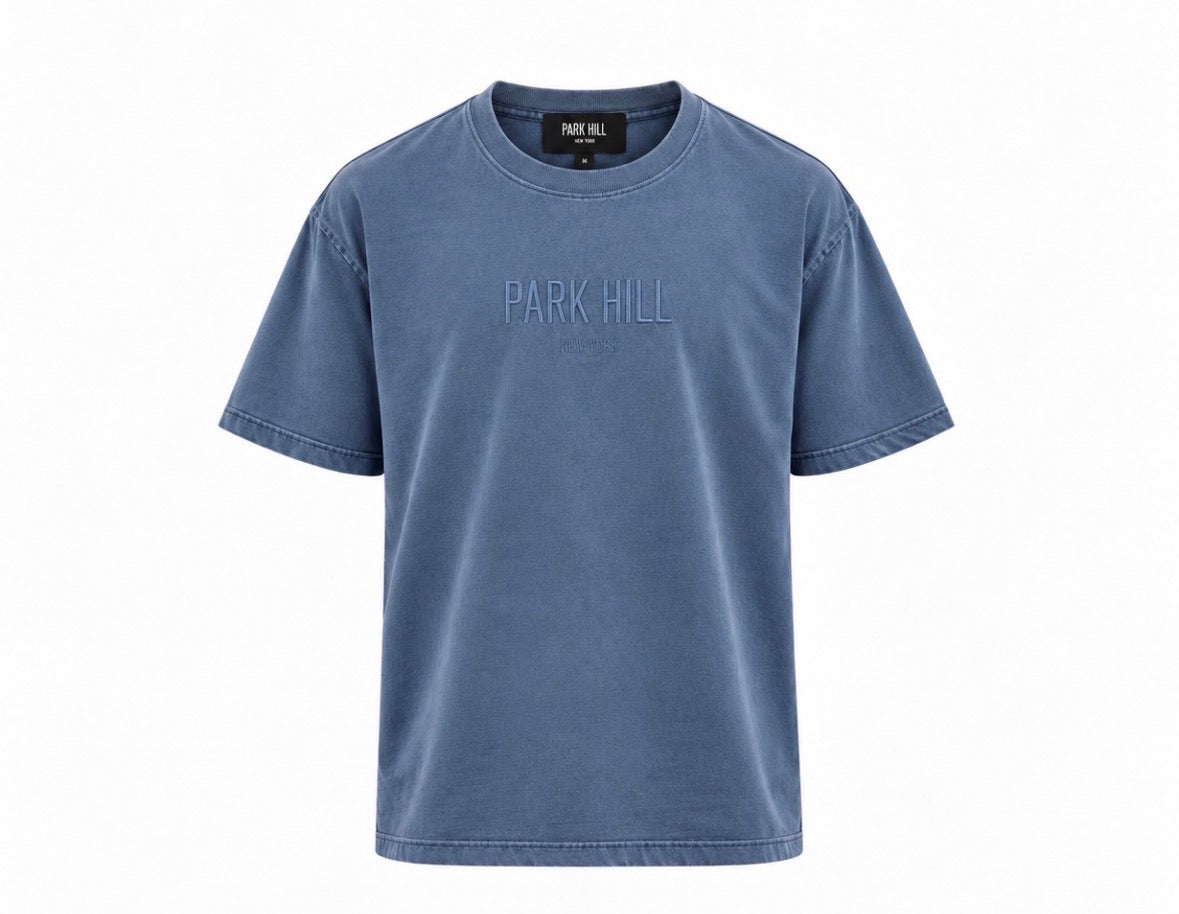 3D Puff Embroidery - Blue Faded T Shirt