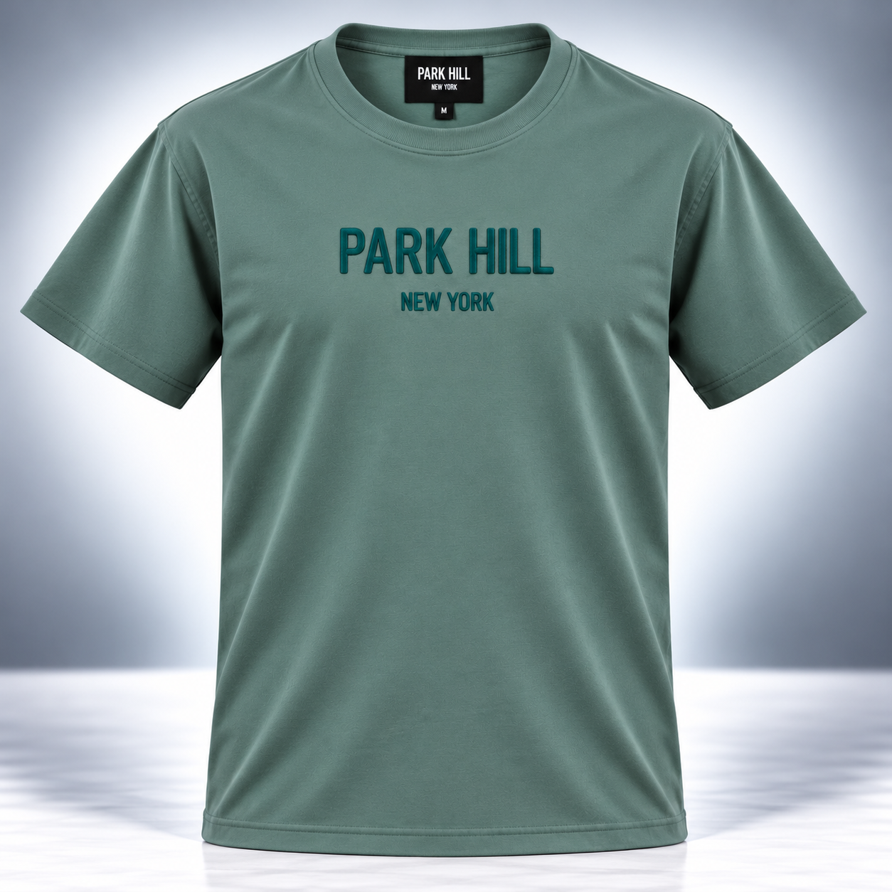 3D Puff Embroidery - Green Faded T Shirt