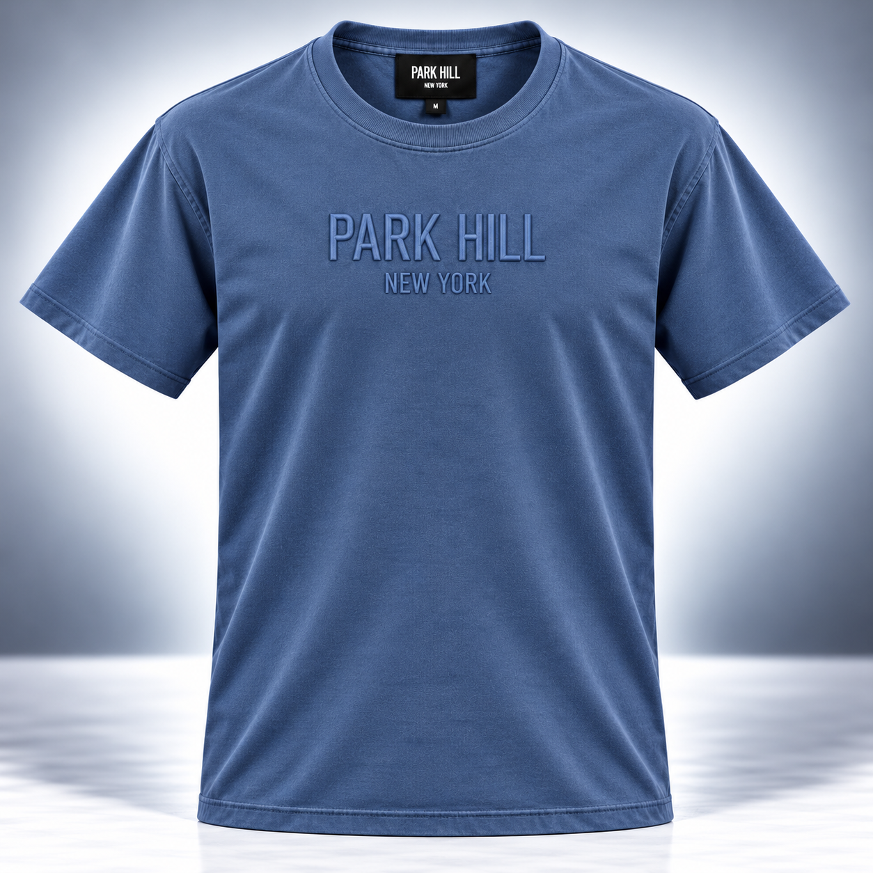 3D Puff Embroidery - Blue Faded T Shirt