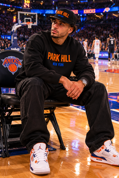 PH Classic Black Crewneck Sweatshirt - Orange and Blue Knicks Color Collection