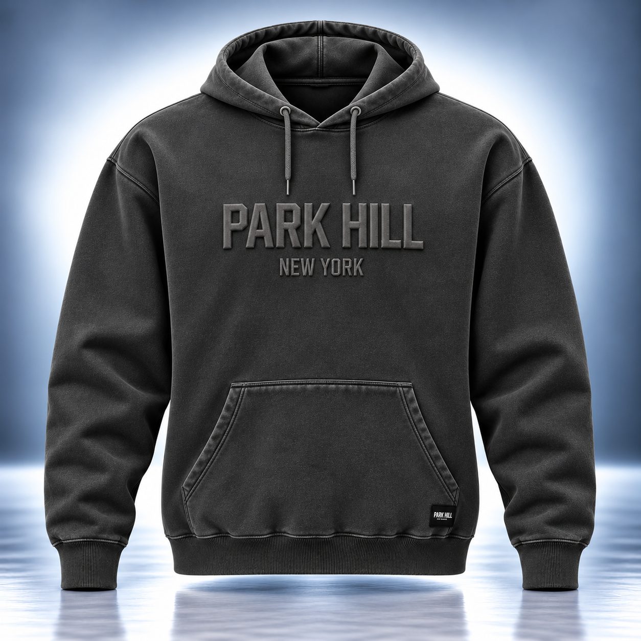 3D Puff Embroidery - Black Faded Hoodie