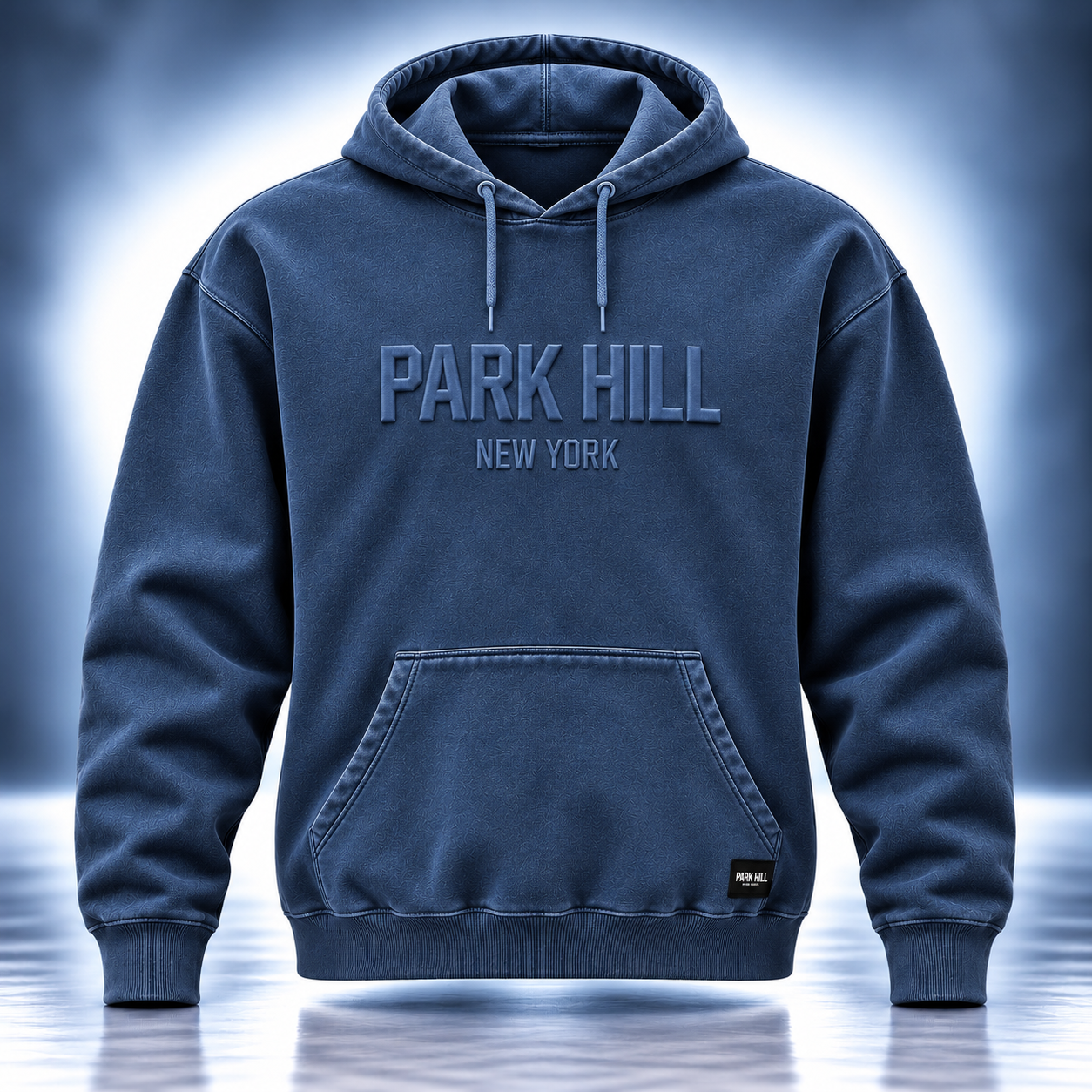 3D Puff Embroidery - Blue Faded Hoodie