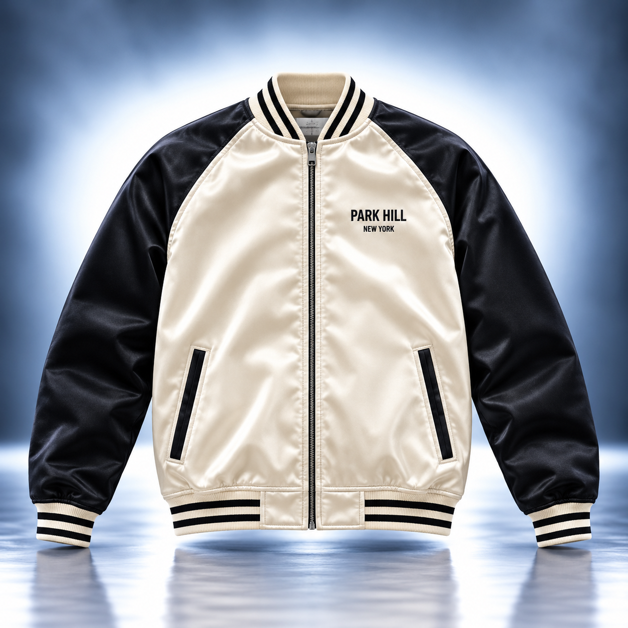 Satin Varsity Jacket- Cream