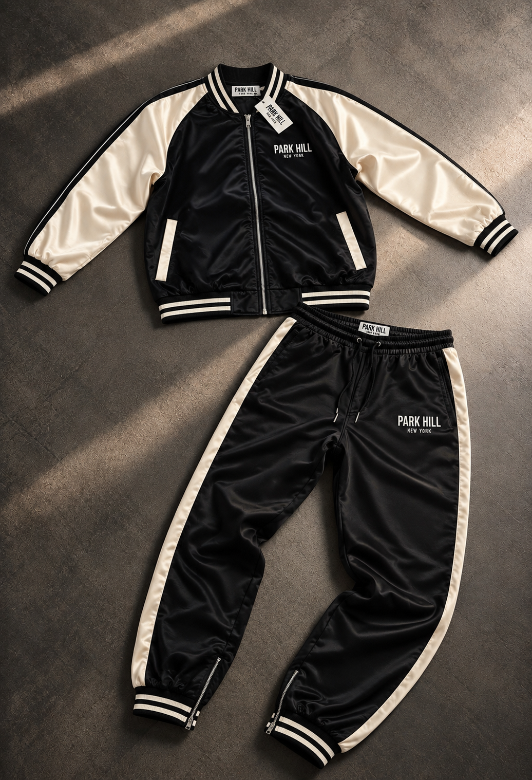 Satin Varsity Suit - Black