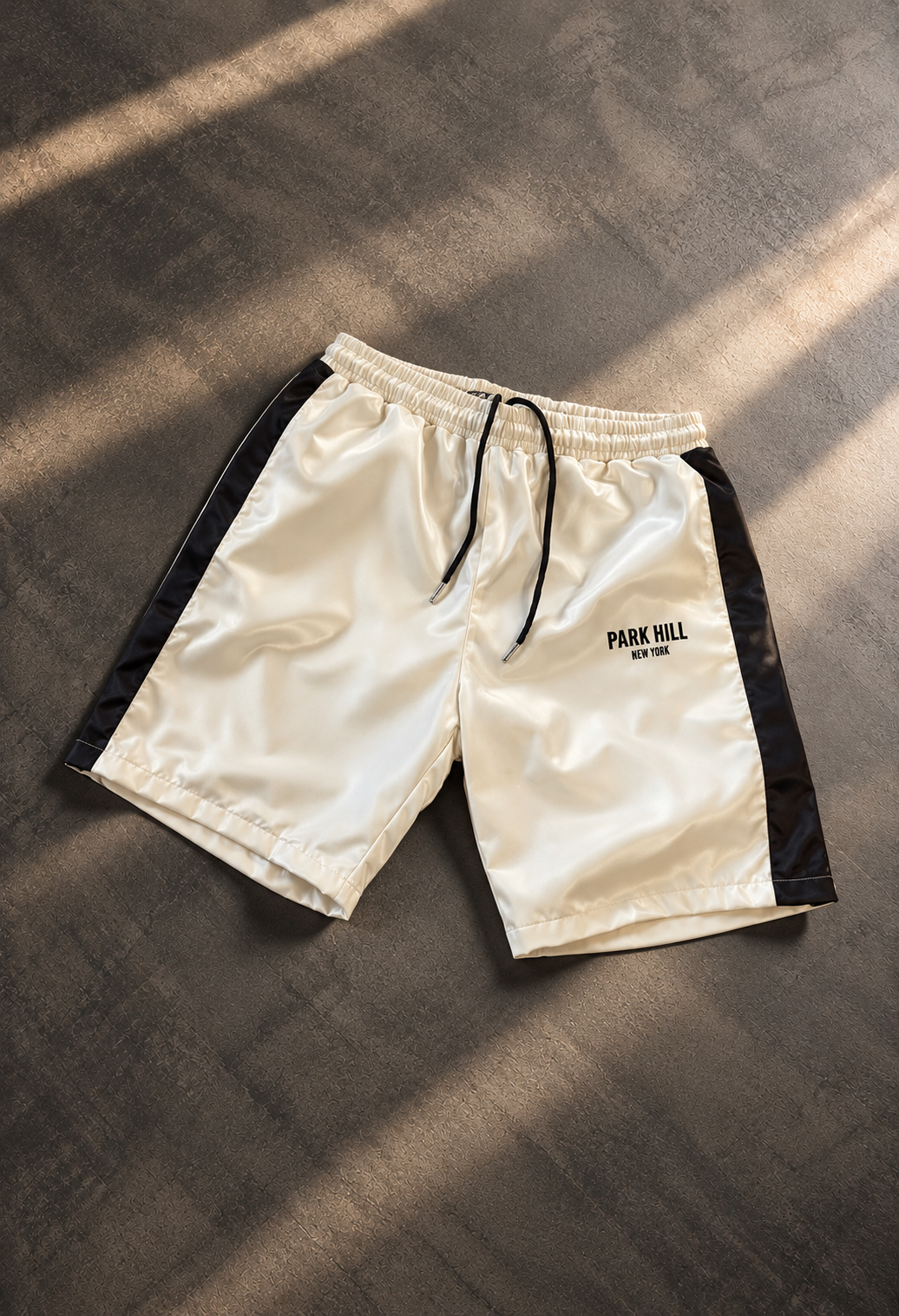 Satin Varsity Shorts- Cream
