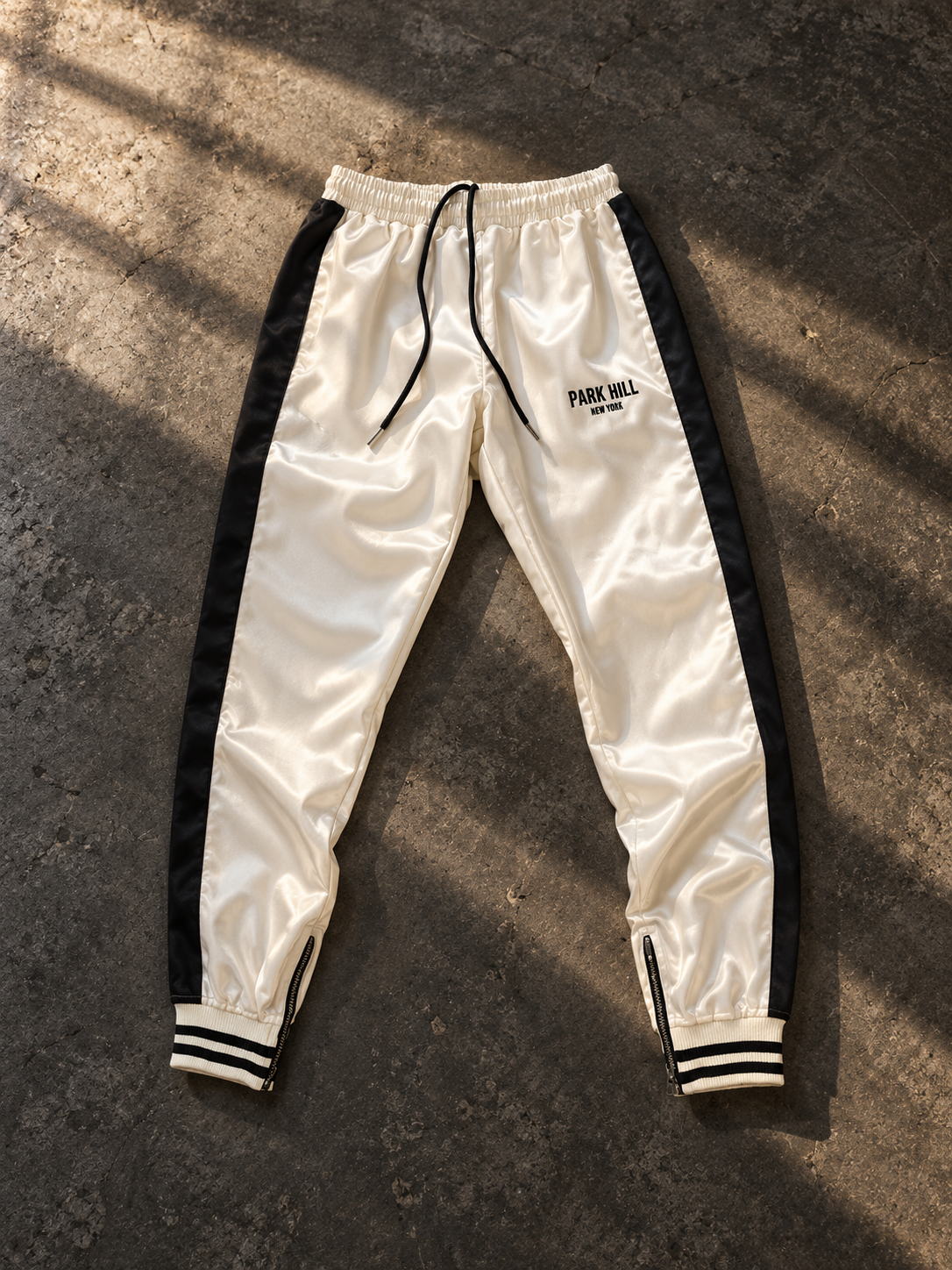 Satin Varsity Pants- Cream