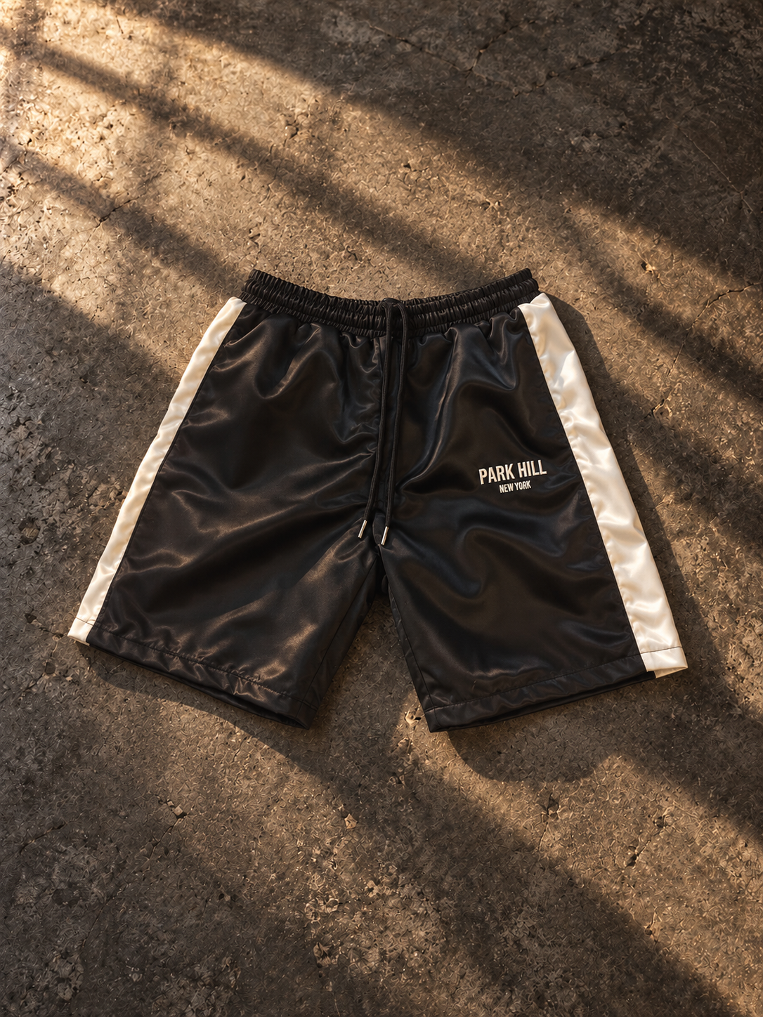 Satin Varsity Shorts- Black