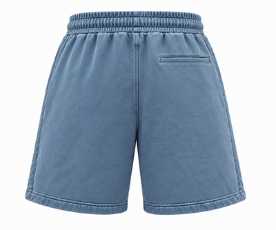 3D Puff Embroidery - Blue Faded Sweat Shorts