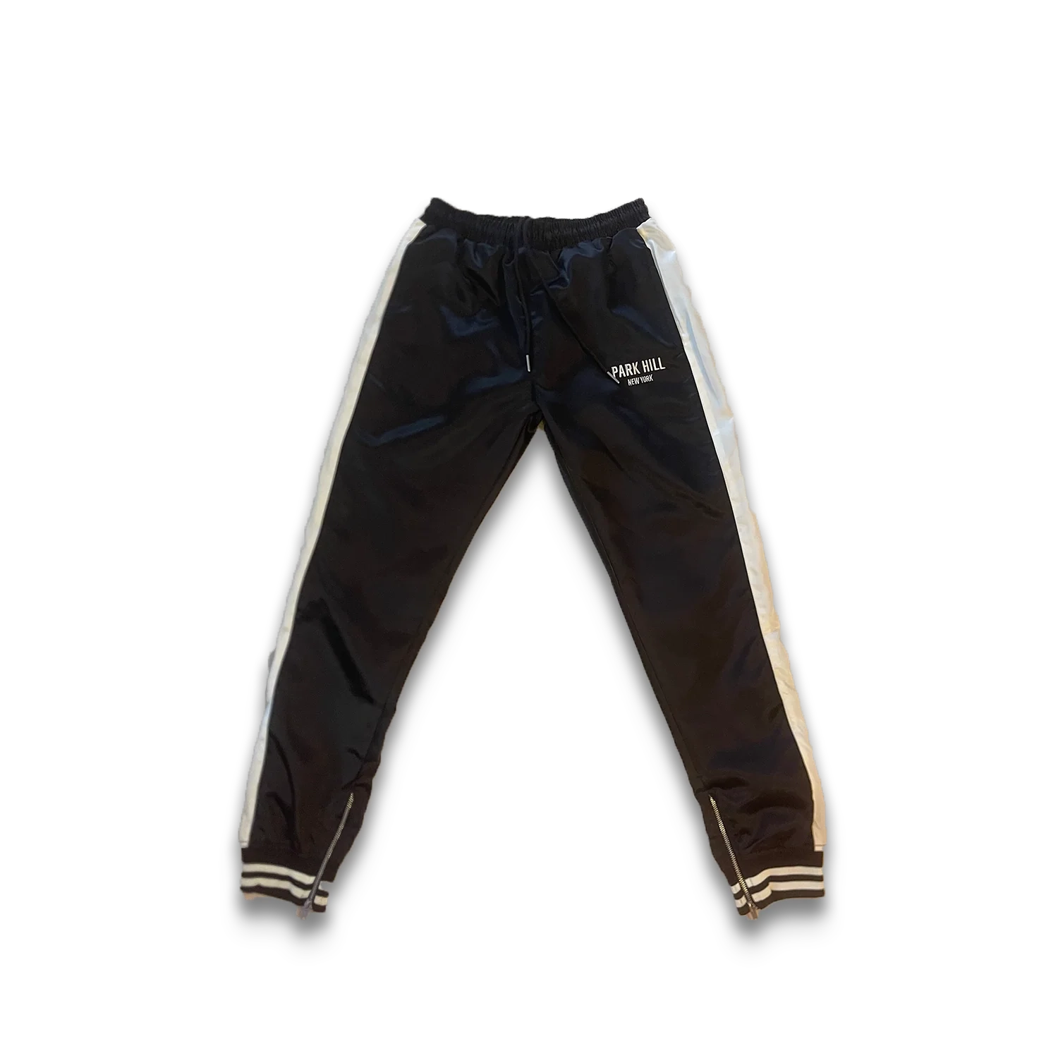 Satin Varsity Pants- Black