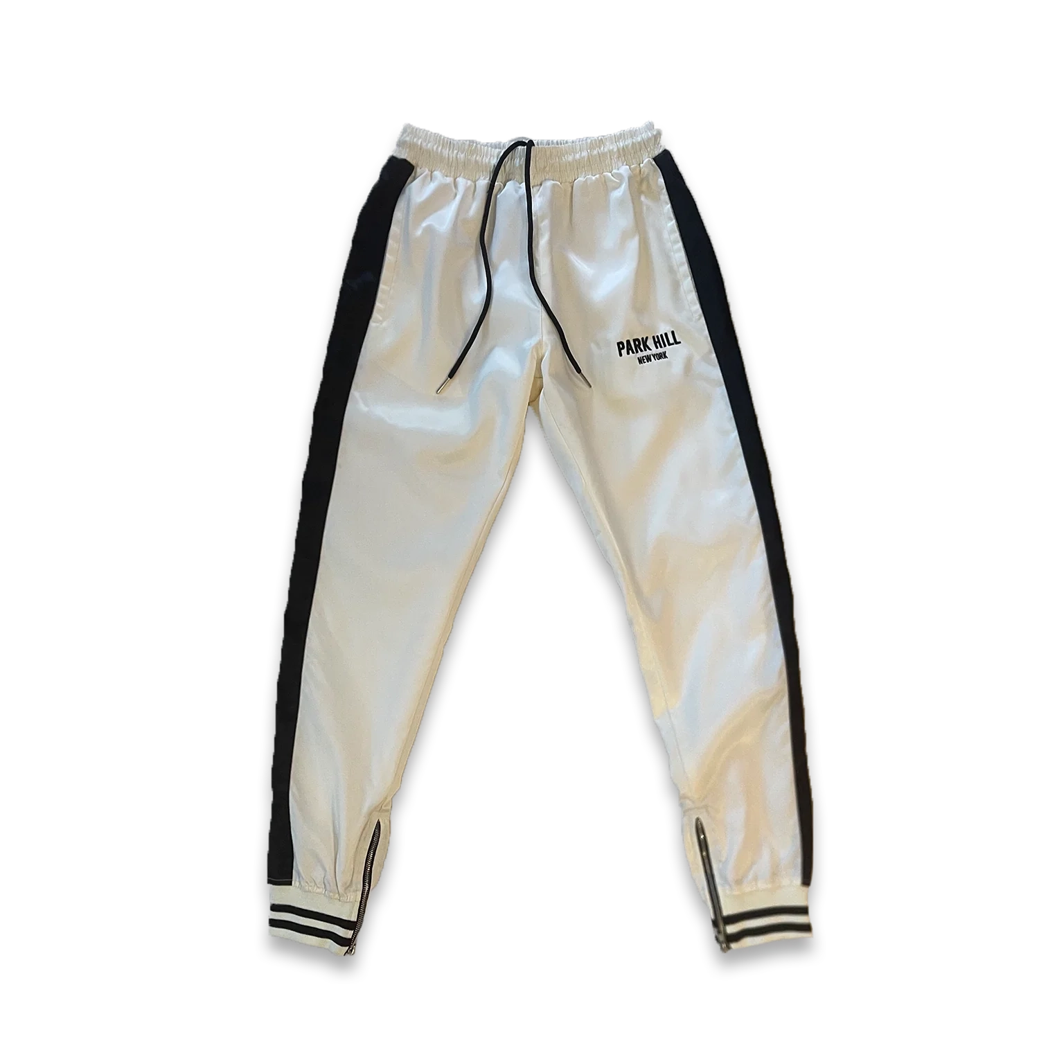 Satin Varsity Pants- Cream