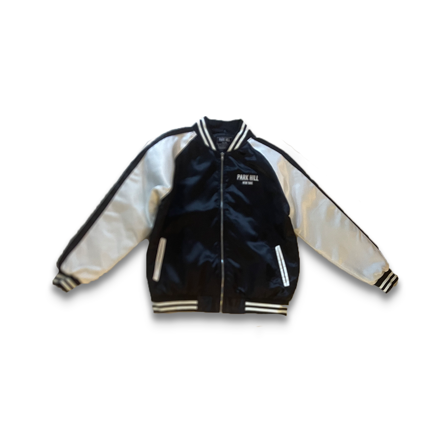 Satin Varsity Jacket- Black