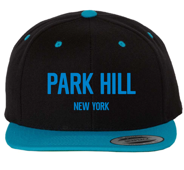 PH Classic Black Snapback with Teal Bill and Teal Embroidery