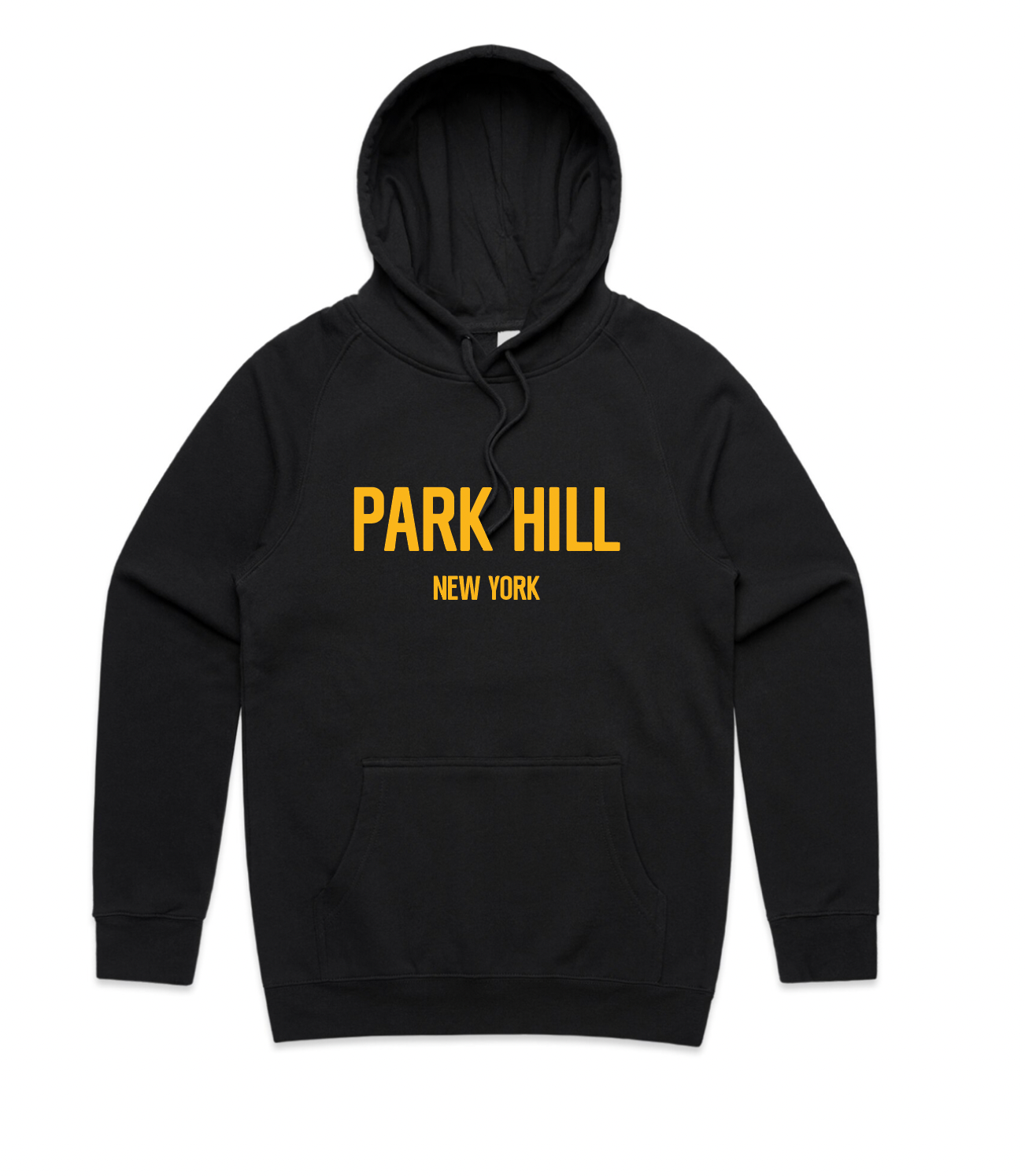 Black Pullover Hoodie With Gold Text